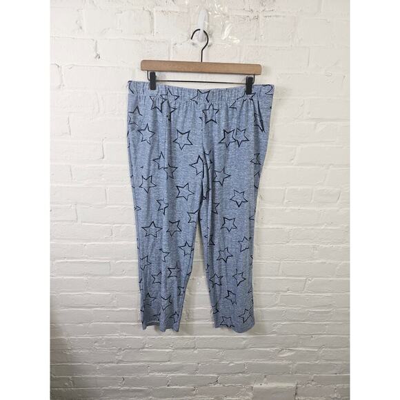 Lucky Brand Women's Elastic Waist Star Lounge Pant W/ Pockets Blue Size Large - Picture 1 of 4